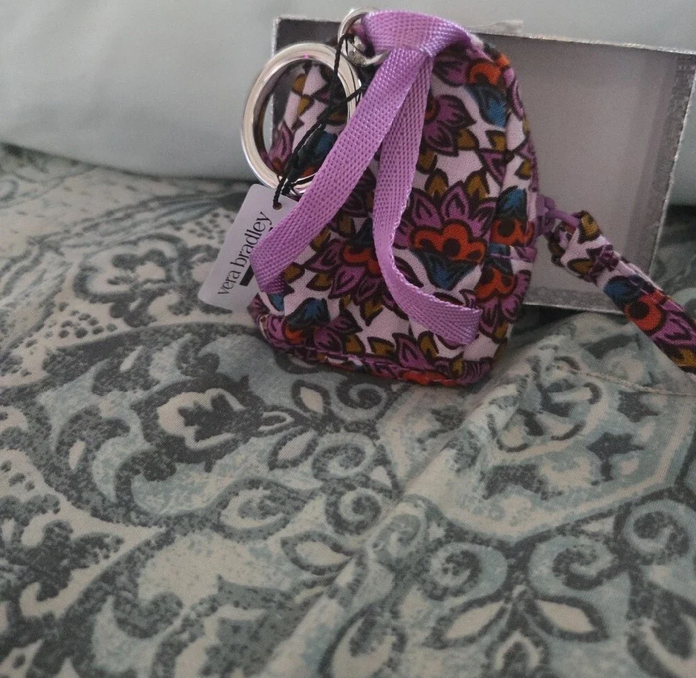 Vera Bradley Purple Floral Back Pack   Bag Charm- Keychain